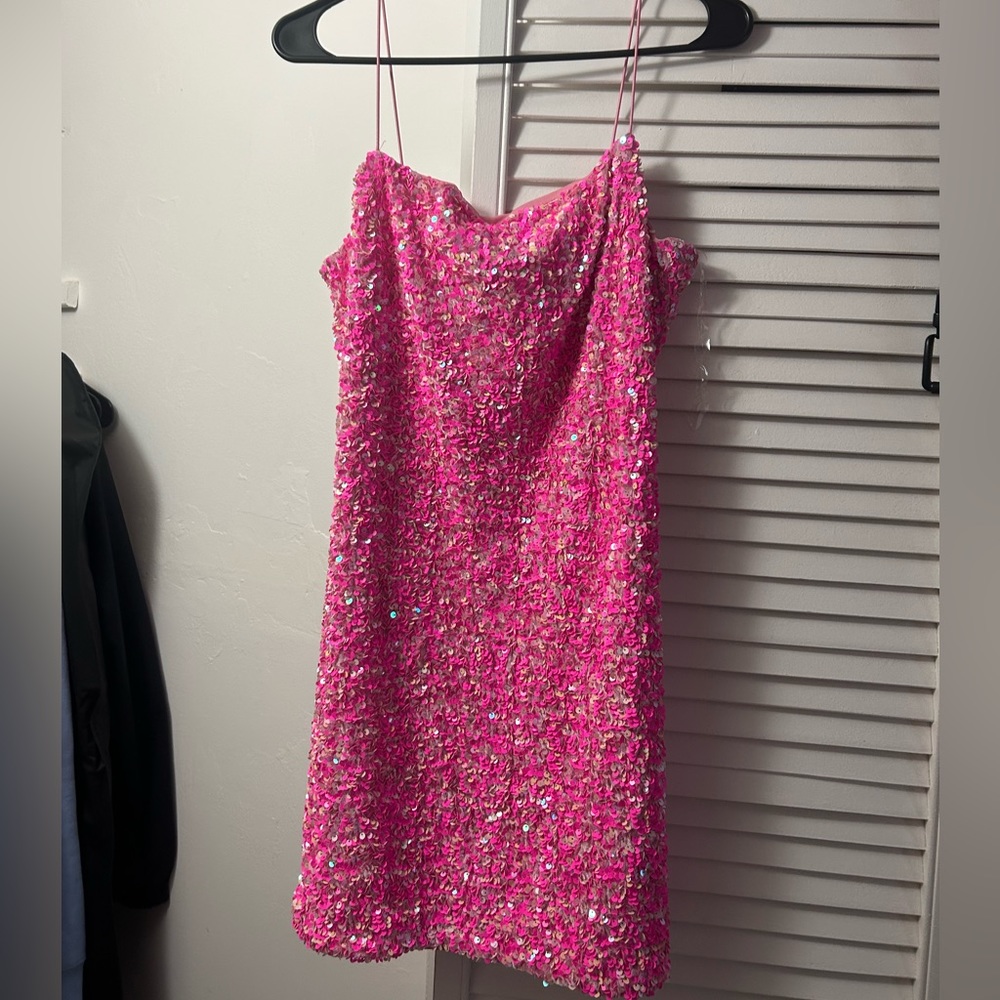 sparkly sequin pink dress